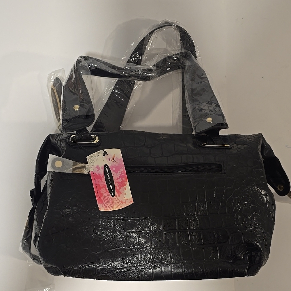 Elegant Chinese Laundry Black Cobblestone Embossed Handbag, NWT